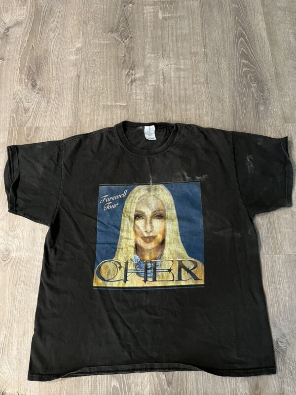 Cher Farewell Tour 2003 Black Screen Print Short Sleeve T Shirt Size Adult XL