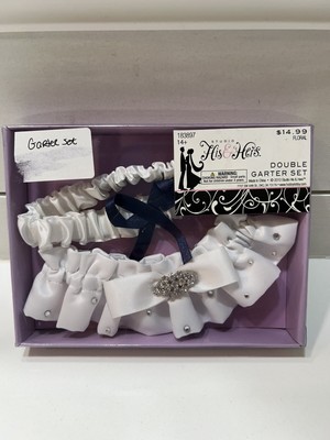 Double Garter Set * Studio His & Hers * Never Worn, Navy Ribbon Bow Added To One