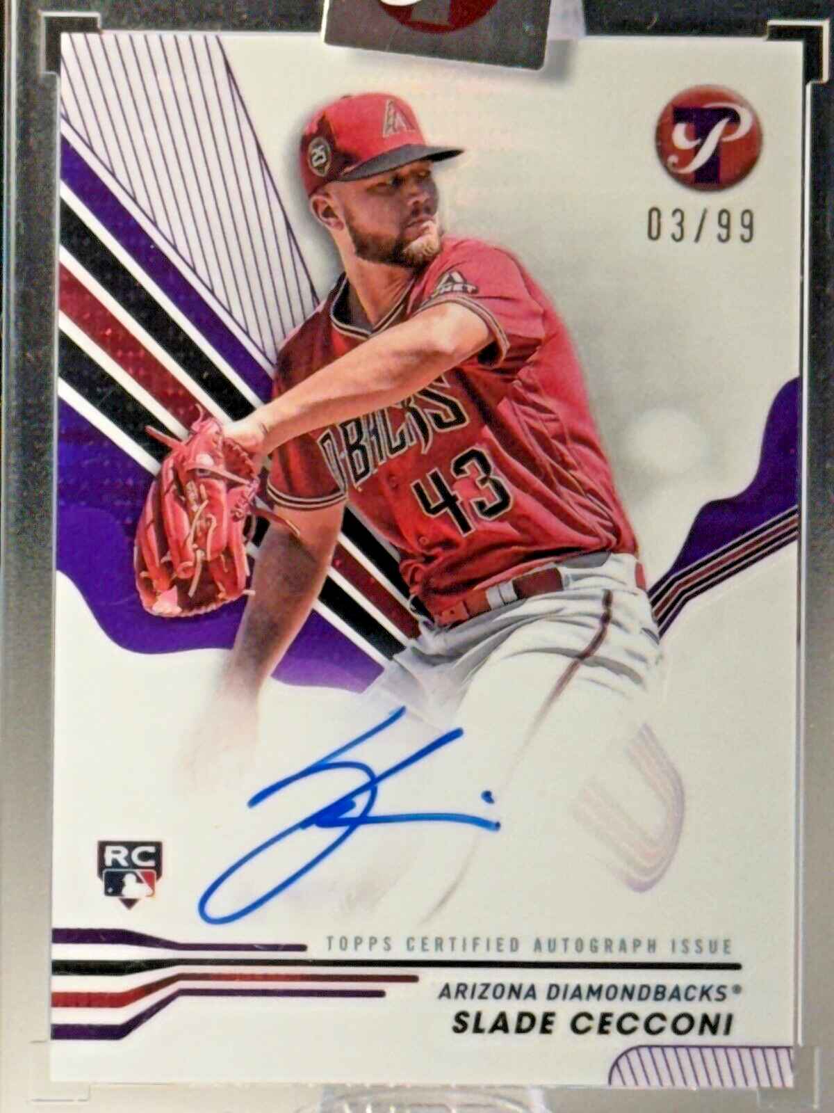 2024 Topps Pristine Slade Cecconi RC Purple Encased Pristine Auto /99 #PA-SC