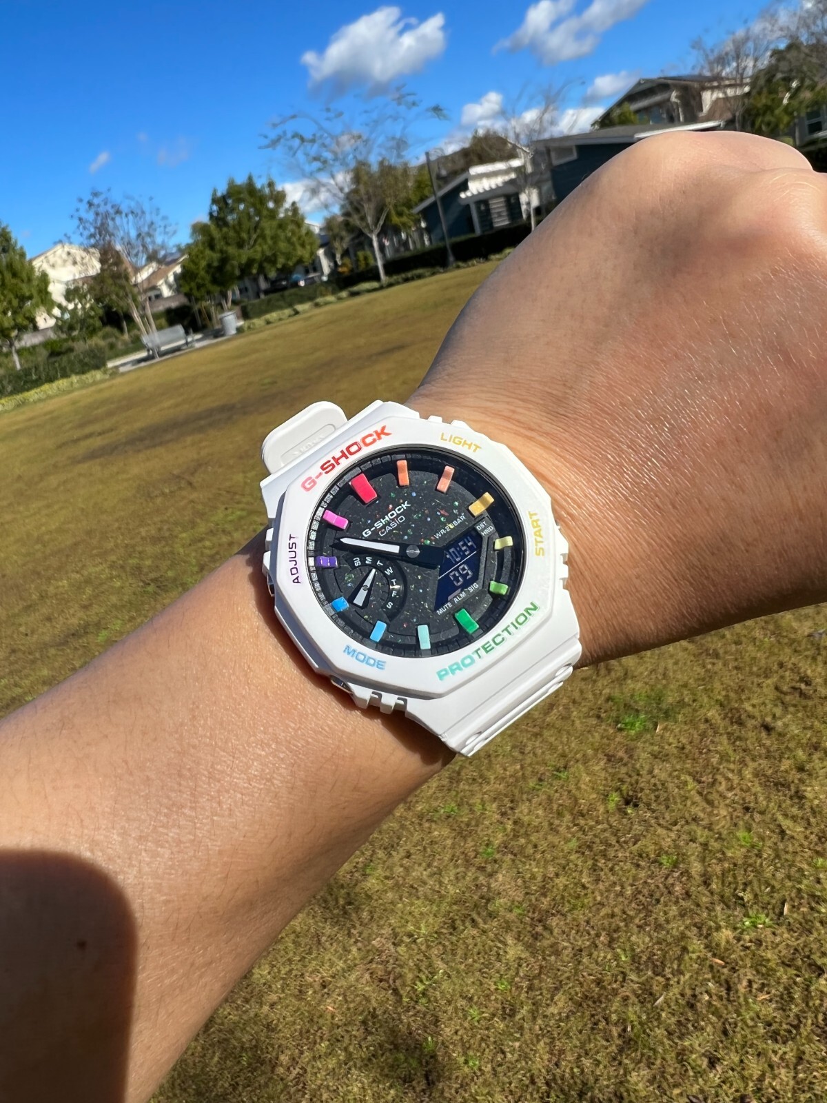 Pre-owned Casio Custom Made Watch Rainbow Color Art Ak White Watch Ga2100-7a Mods