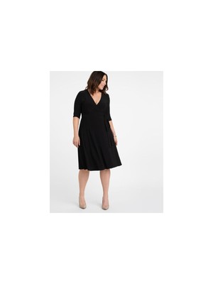 

KIYONNA Женское платье Black Tie с рукавом до локтя ниже колена Wear To Work Wrap Dress, Черный
