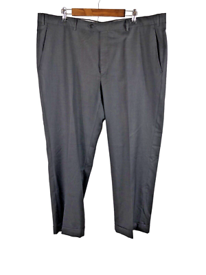 Santorelli Luxury Serge Dress Pants 42x28 Charcoal Gray Virgin Wool Made Italy