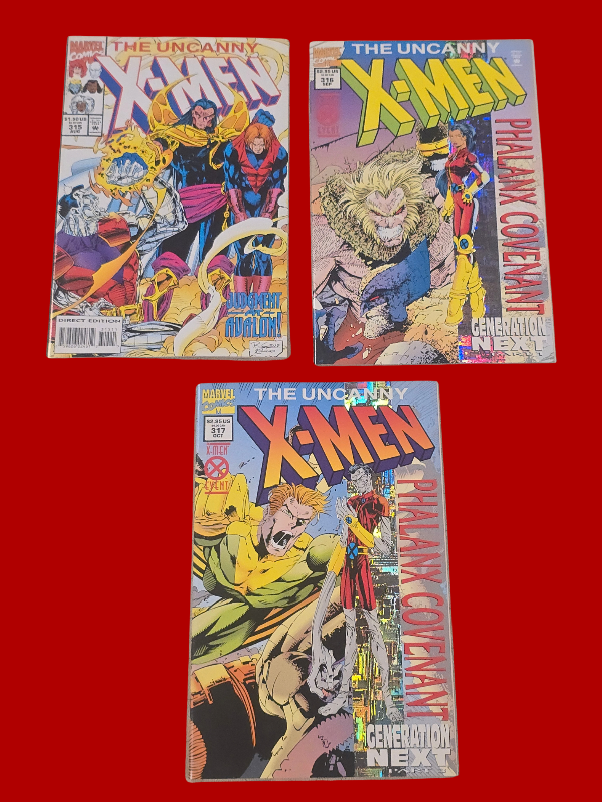 Uncanny X-Men #315 #316 #317 Lot Marvel 1994 Phalanx Covenant Generation Next