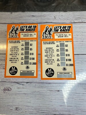 2x 1985 Lets Go To The Races Scratch Off Horse Racing Ticket TeleCom unscratched