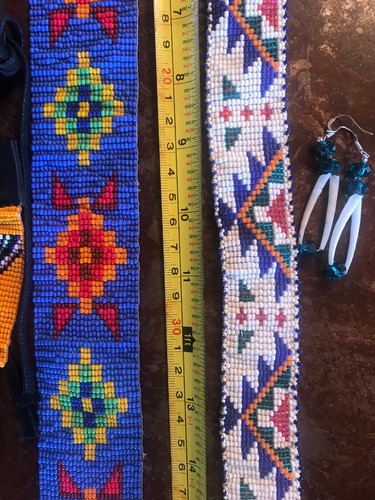 Indian Beaded Loom Pieces Choker Let’er Buck Hatband Lot