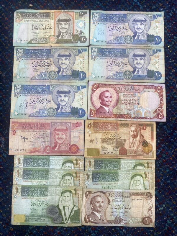 80.5 Jordan Dinars In Banknotes - Leftover Holiday Travel Money JOD