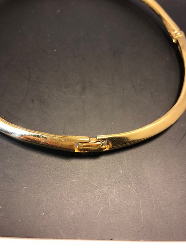Signed LANVIN PARIS vintage Choker necklace gold Plated White Enamel Modernist