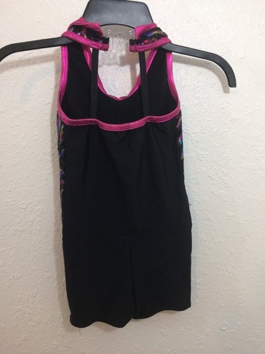 Romper Girls Costume Size 6X A Wish come true black pink sequins