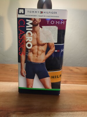 Medium - Tommy Hilfiger Micro Classics 3-pack Boxer Briefs  - Blue/Gray/Yellow 