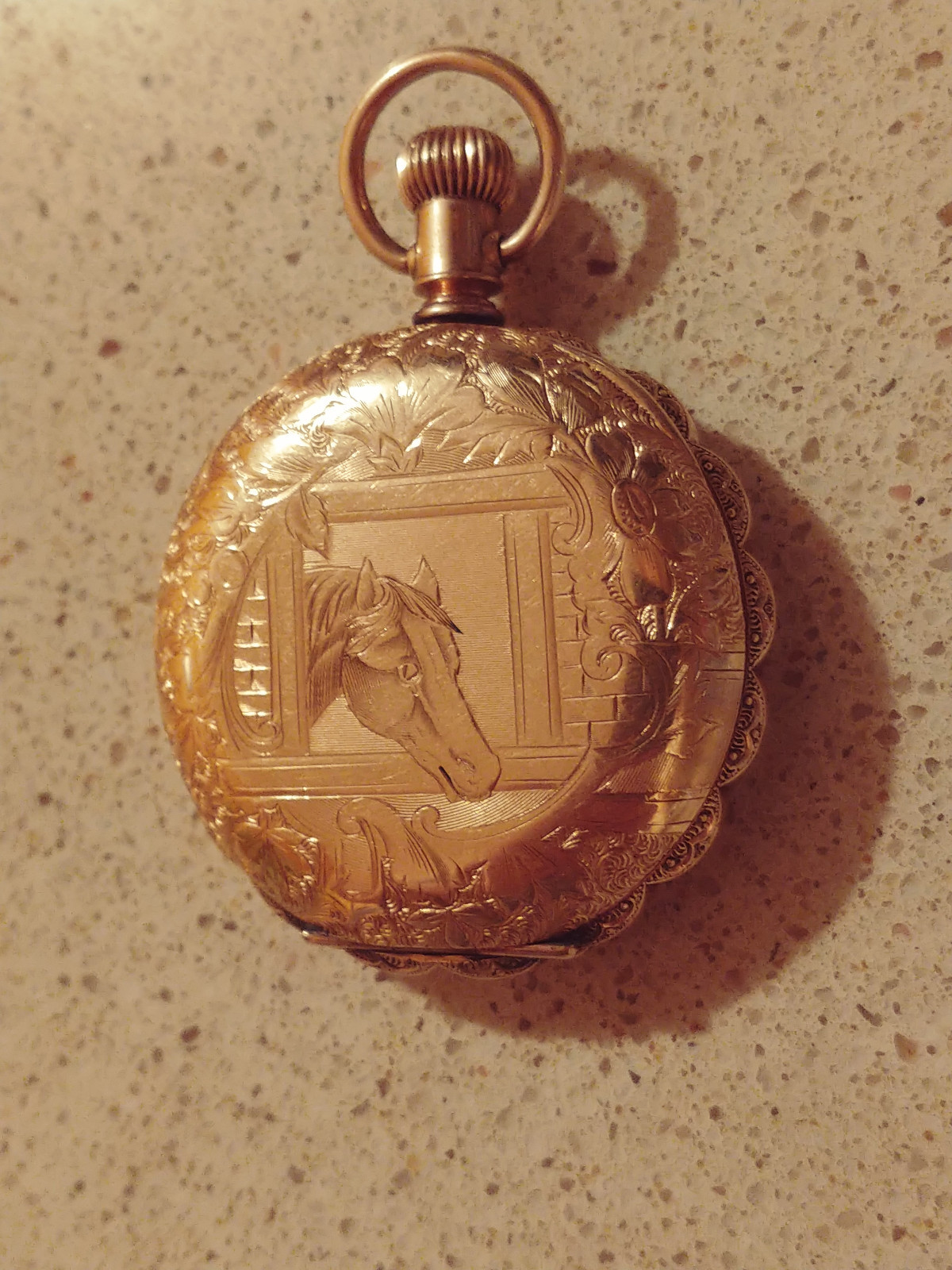 1910 ELGIN 6s 7j GF HUNTER POCKET WATCH BEAUTIFUL SCALLOP CASE FOR REPAIR