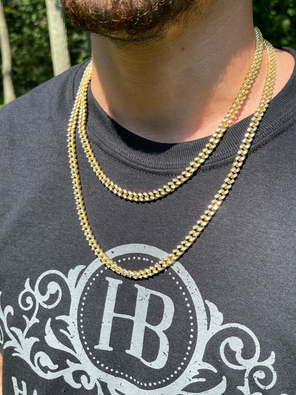 Pre-owned Harlembling 14k Gold Vermeil 925 Silver Miami Cuban Iced Baguette Chain Necklace Mens Ladies