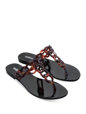 

Женские вьетнамки MELISSA Black Tortoise с большой цепочкой и ароматом жевательной резинки, Черный, 32892