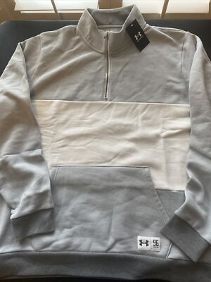 Under Armour UA Mens Playback Fleece 1/4 Zip Gray White Size 3XL Pullover