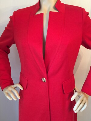 Pre-owned St. John's Bay St John Knit Size 6 Topper Venetian Red Milano Knit Coat