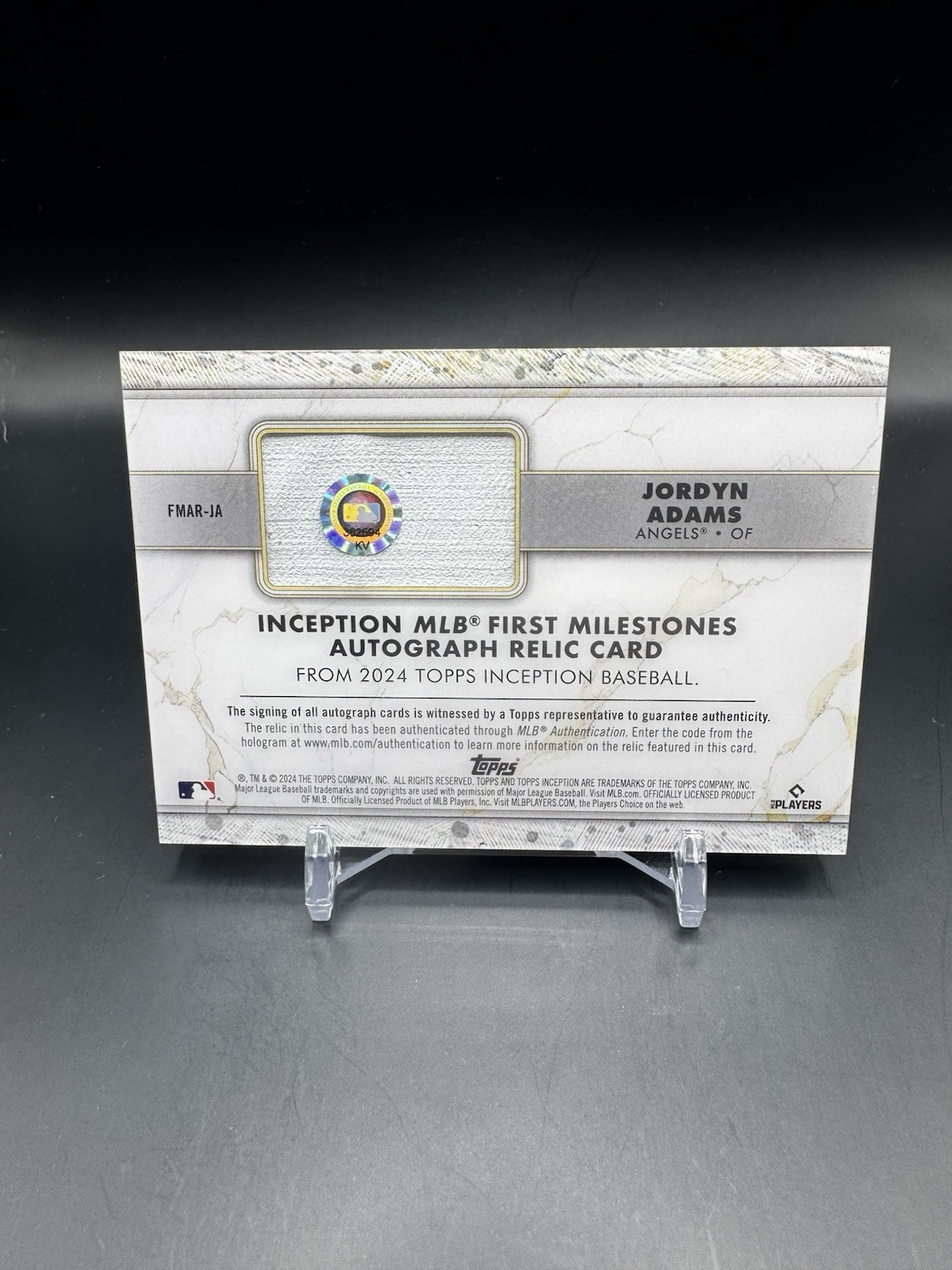 2024 Topps Inception First Milestones Jordyn Adams Relic On Card Auto /25 RC