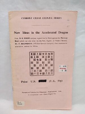 Vintage Current Chess Opening Series New Ideas In The Accelerated Dragon Booklet