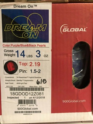 14 LB GLOBAL 900 DREAM ON BOWLING BALL UNDRILLED BRAND NEW IN BOX $229 MSRP