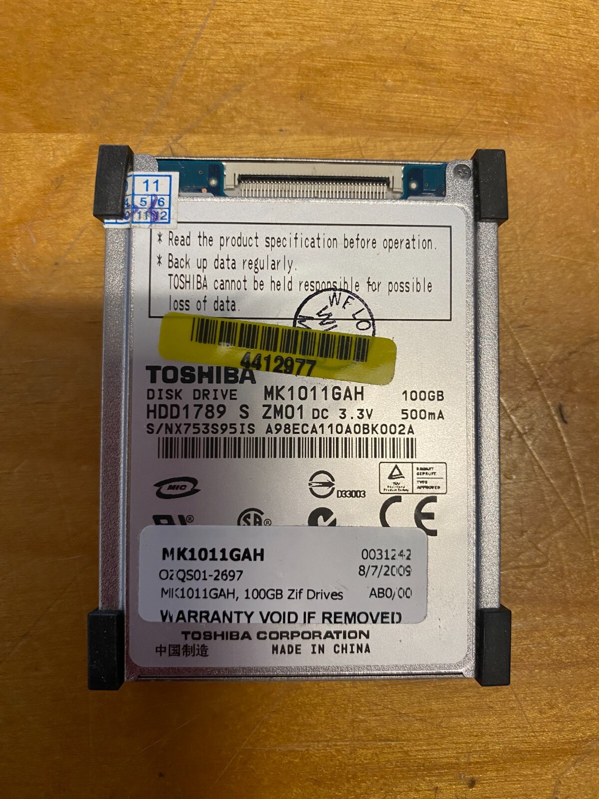 Toshiba HDD1789 S ZM01 MK1011GAH 100GB Zif Drives 652977316150| eBay