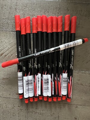 Bic Intensity 0.4 mm Fine Point Writing Felt Tip Pens, Red, (Pack of 12)