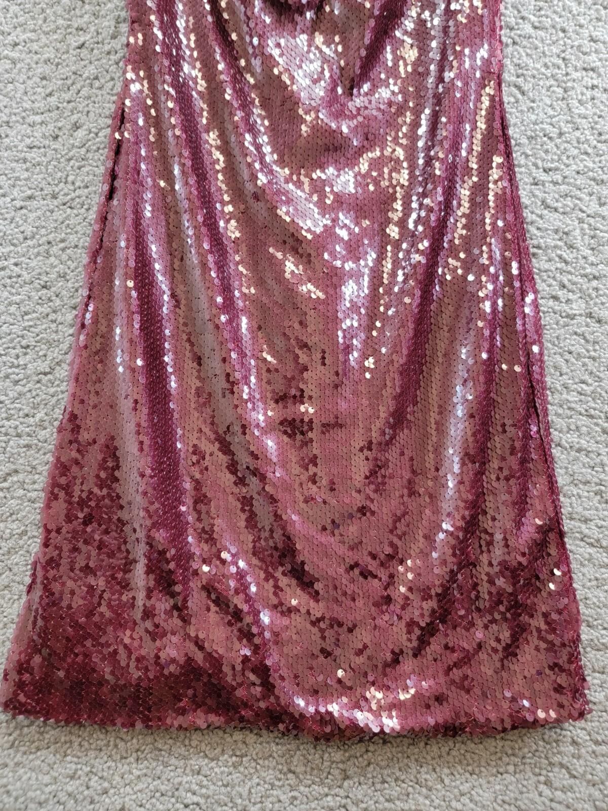 FRENCH CONNECTION Beatrice Sequin Mini Dress Women's 2 Burgundy Red Back Zip - Picture 4 of 16