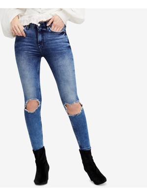 

Женские синие джинсы скинни FREE PEOPLE, талия 24, Синий, OB754010S