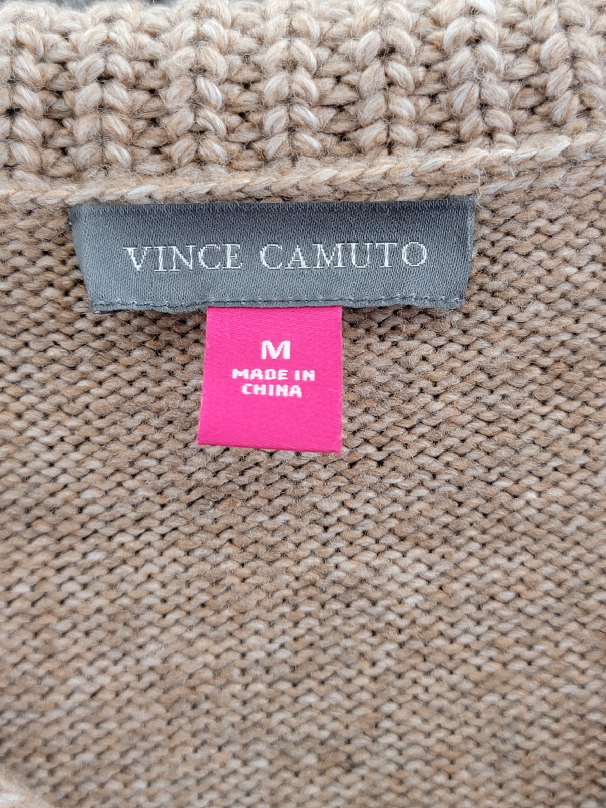 Vince Camuto V-neck Spread Collar Sweater Women's M Almond Beige Pullover - Picture 13 of 18