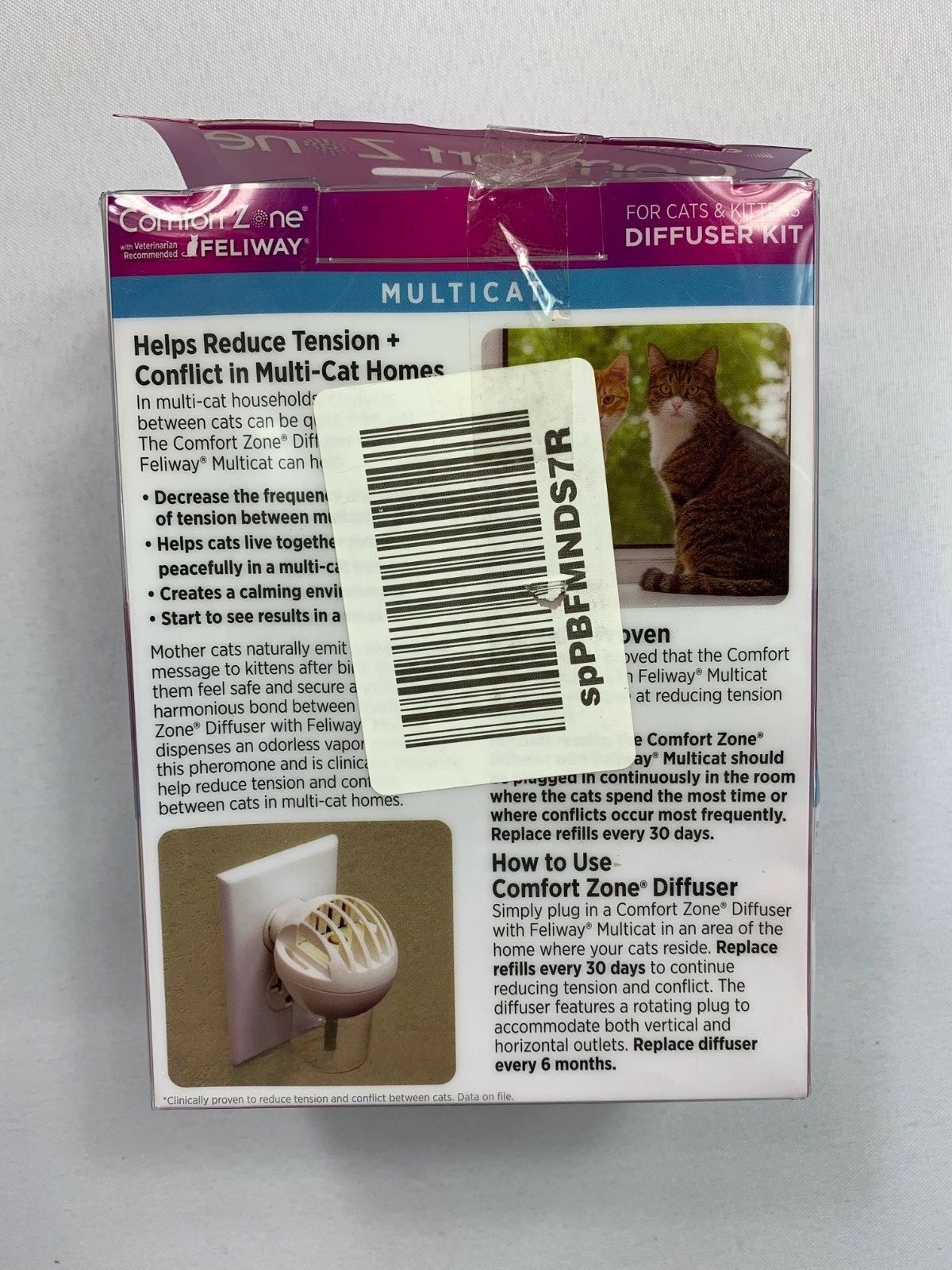 Comfort Zone Feliway Multicat Diffuser Kit NEW OPENED PACKAGING BJ