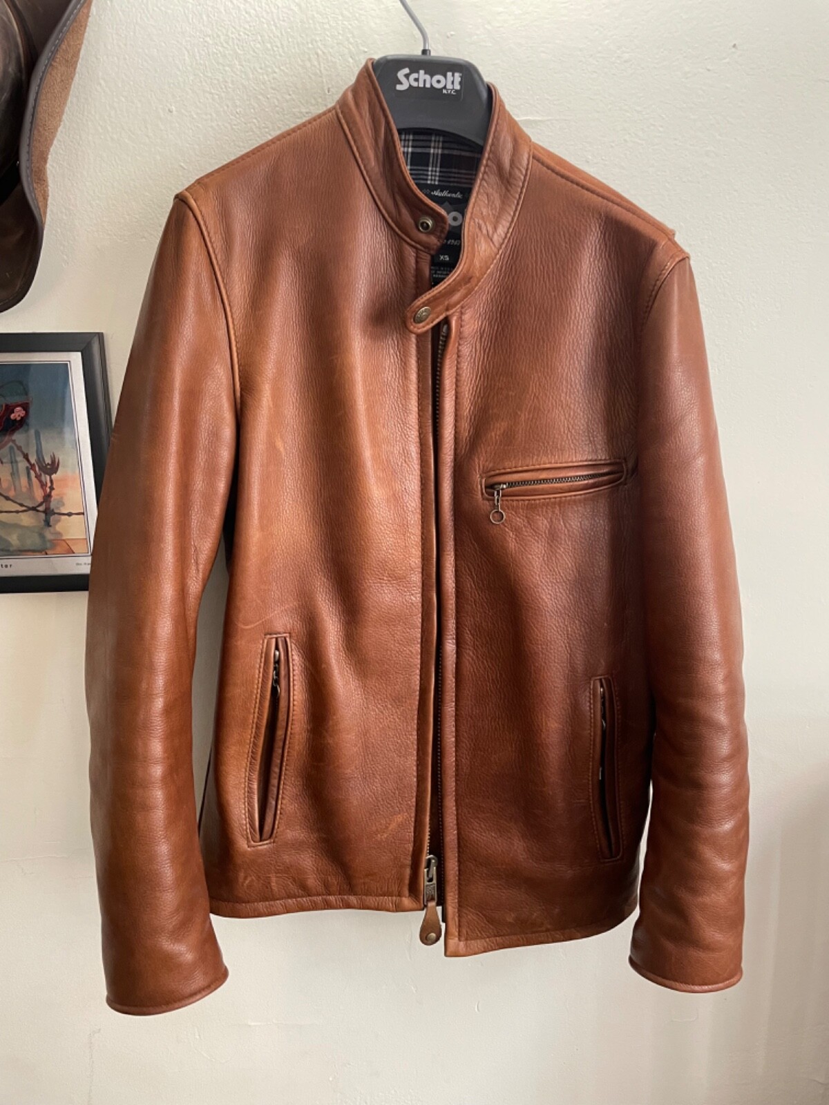 schott nyc leather jacket 530 size XS (sleeves slightly schott nyc leather jacket 530 size XS (sleeves slightly