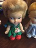 2 Vintage Uneeda Co 1965? Pee Wees Dolls LOT Blue Denim And Green Rose