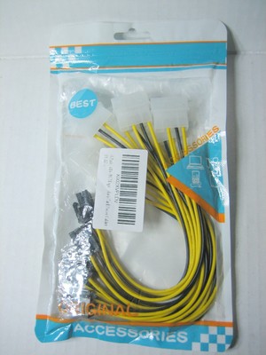 PCI-E Graphic Card Power Connector Cable Adapter 4-Pin to 6-Pin Molex 4 Pack