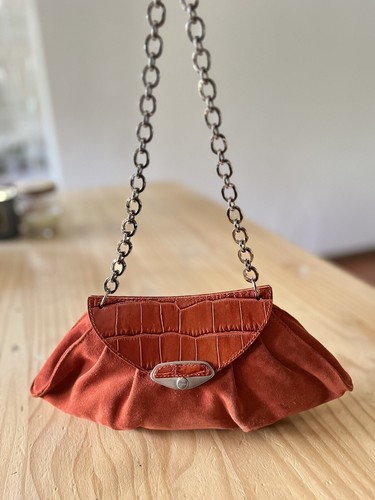 一点物　FURLA 70s vintage leather handbag Vintage FURLA Made In Italy Black Leather 3 Layers Handbag