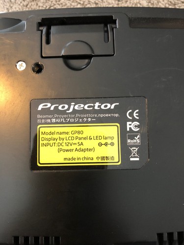 Portable Beamer Projector GP80 Led 1800 Lumens for Home Theater Open Box Item