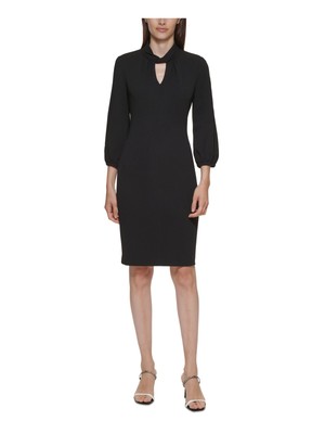 

Женское черное платье-футляр CALVIN KLEIN с рукавами 3/4 выше колена, Черный