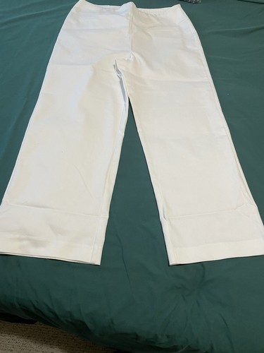 Wonderly white stretch cotton blend PO wide leg ankle pants