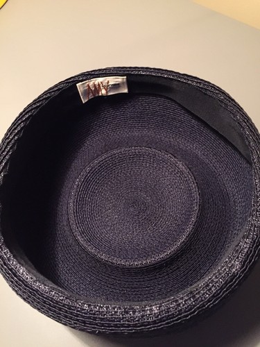Vintage AMY New York  Pillbox Hat Woven Dark Navy Blue 1950s EUC