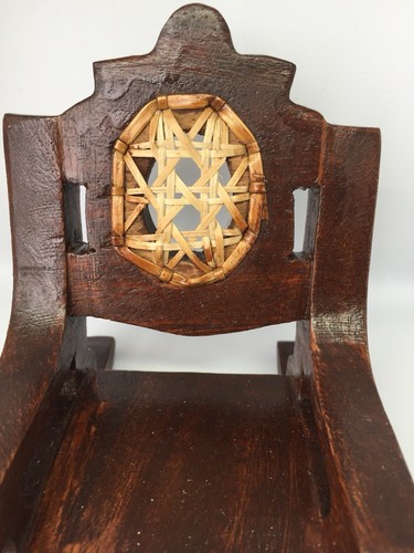 New Hard Wood Doll Rocking Chair Hand Made Rattan Weaving Miniature Furniture