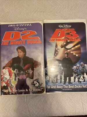 Disney D2 The Mighty Ducks And D3 The Mighty Ducks VHS 2 Movies 