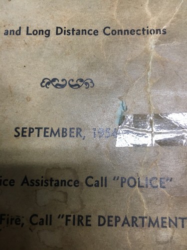 Vintage 1954 Telephone Directory For Perry Florida Small Town Very Rare