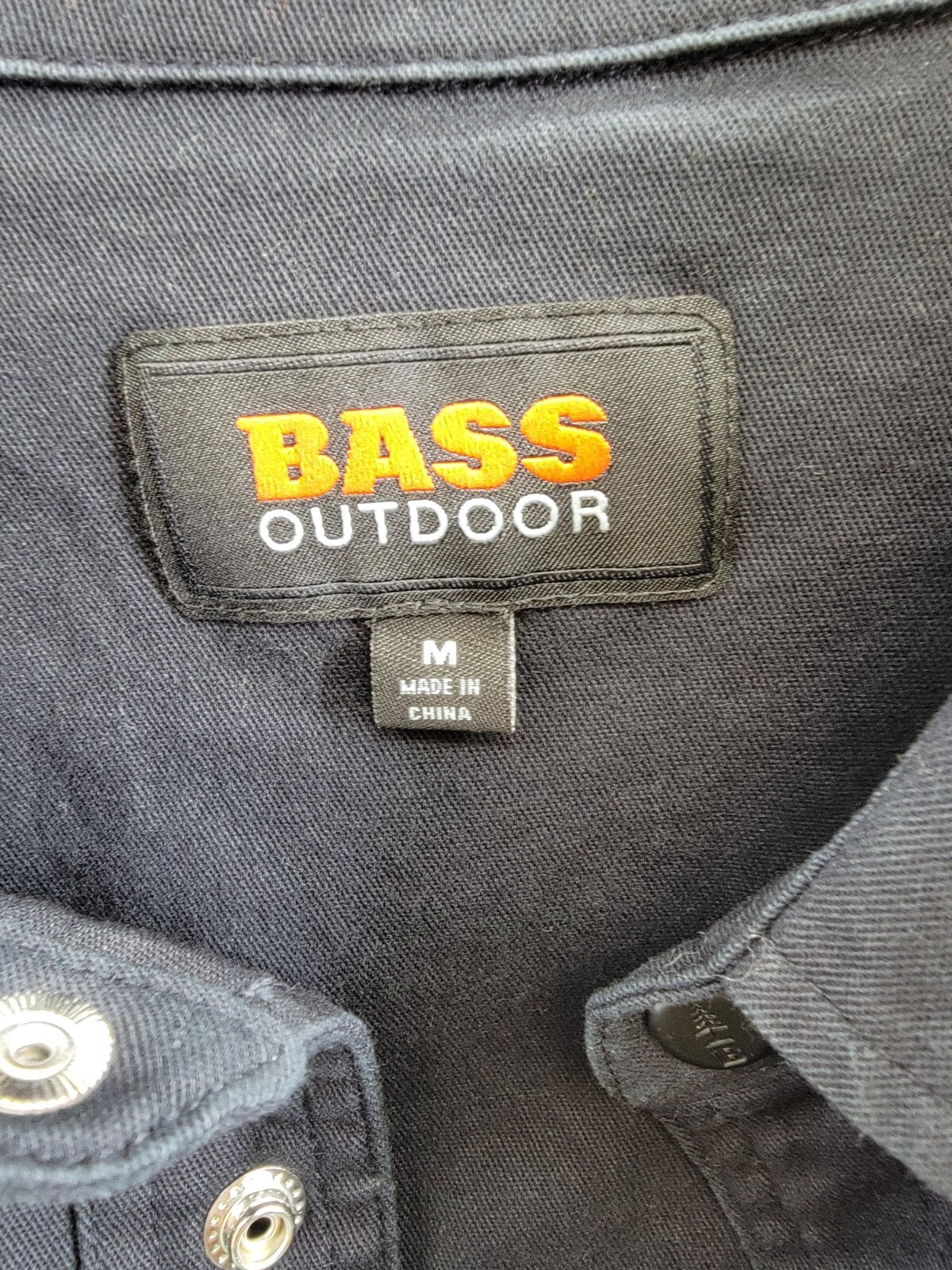 BASS OUTDOOR Relaxed Fit Worker Shirt Jacket Men's M Black Beauty Button Snap - Picture 12 of 19
