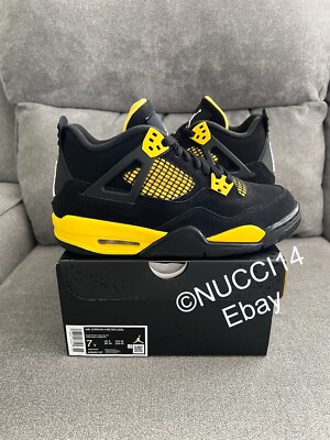 Size 7Y - Nike Air Jordan 4 Retro Thunder Yellow Black (2023) Receipt 408452-017