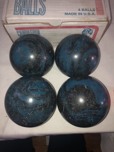 VTG EPCO Candlepin Bowling Balls Set Of 4 Blue/Black Scorpion Pro Rubber 4 1/2”