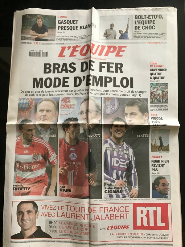 L'Equipe Journal 16/7/2009; Tour De France; Cavendish/ Bolt-Eto'O/ Woods/ Gasque