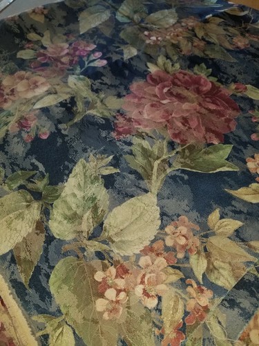 5.5 Yds Antique Vintage Floral Fabric Drapery Upholstery Country Cottage Shabby