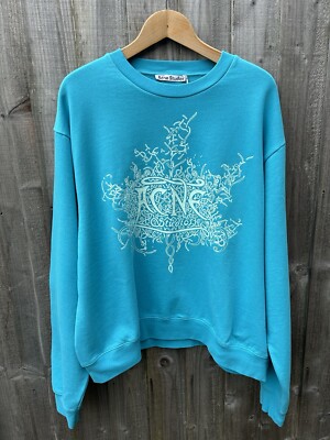 Acne Studios Franz Crew Neck Sweatshirt Jumper Logo Blue Size Medium Mens New