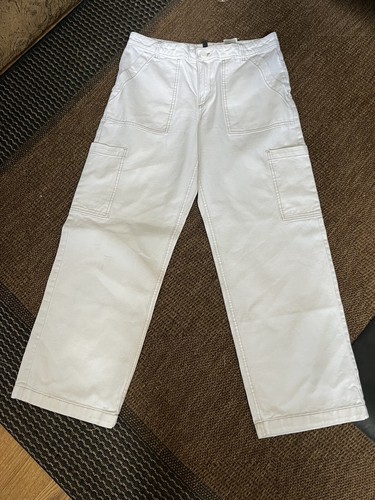 H&M DIVIDED White High Rise Super Wide Leg Cargo Utility