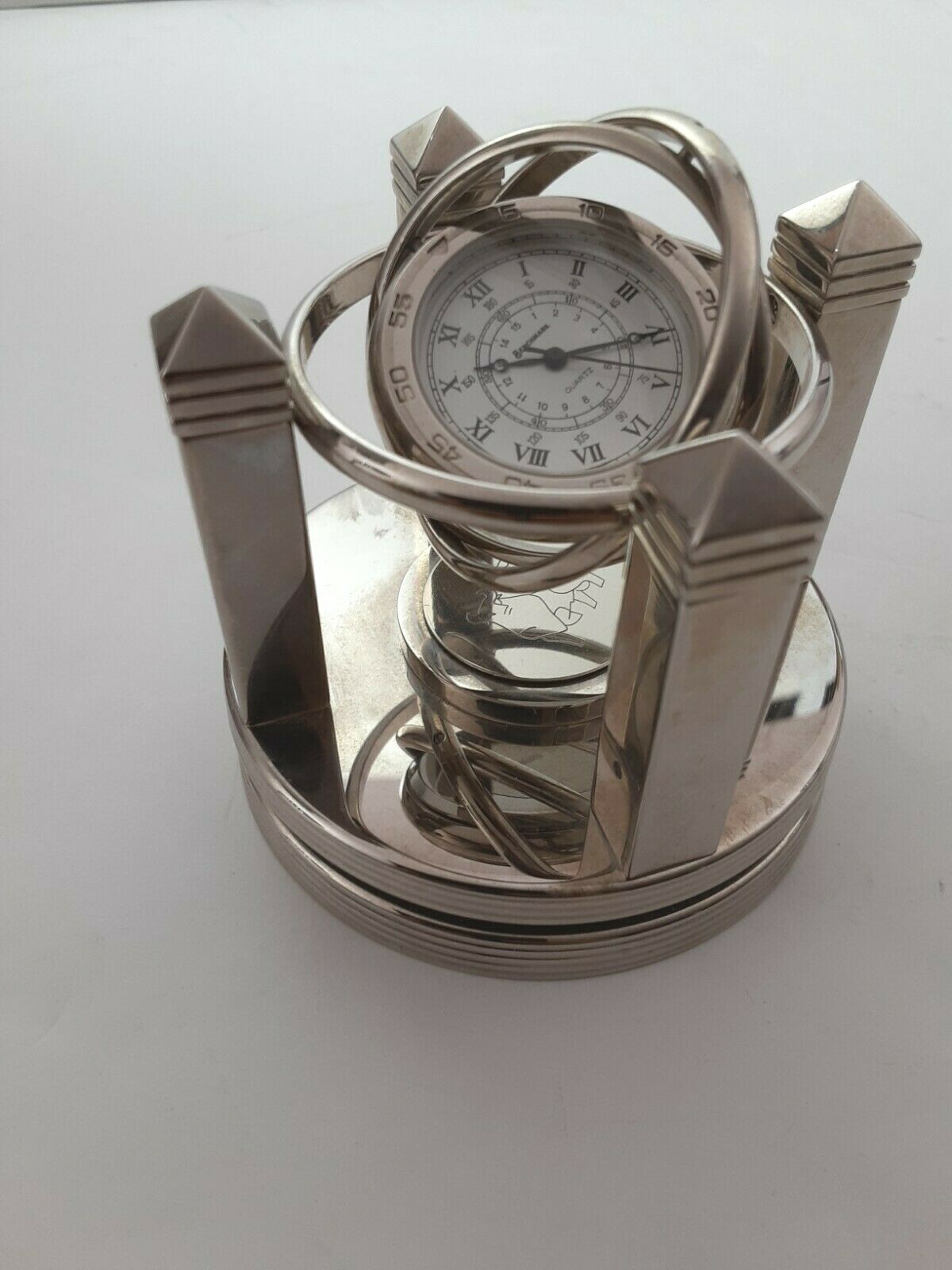 Benchmark Galileo Quartz Desk Clock Gimbaled 360 Degree Gyro Movement-Wall St