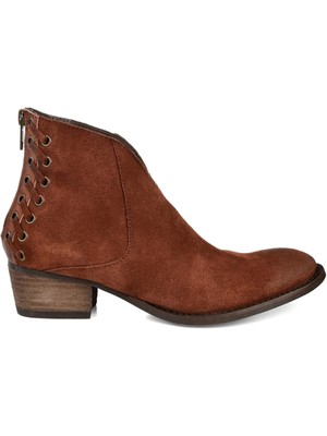 

JOURNEE COLLECTION Женские коричневые кожаные ботильоны на молнии со строчкой по щиколотку, Коричневый, ARIKA-BOOTIE