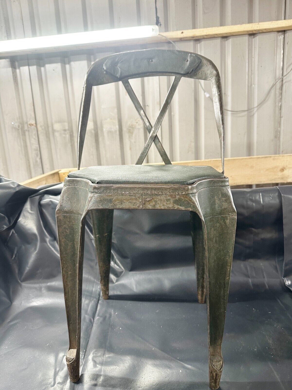 VINTAGE EVERTAUT INDUSTRIAL CHAIR STOOL X METAL FRAME MACHINIST SALVAGE eBay
