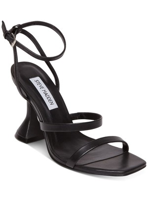 

STEVE MADDEN Женские черные кожаные сандалии с пяткой на пятке и квадратным носком Scorpius, 8 м, Черный, SCOR04S1