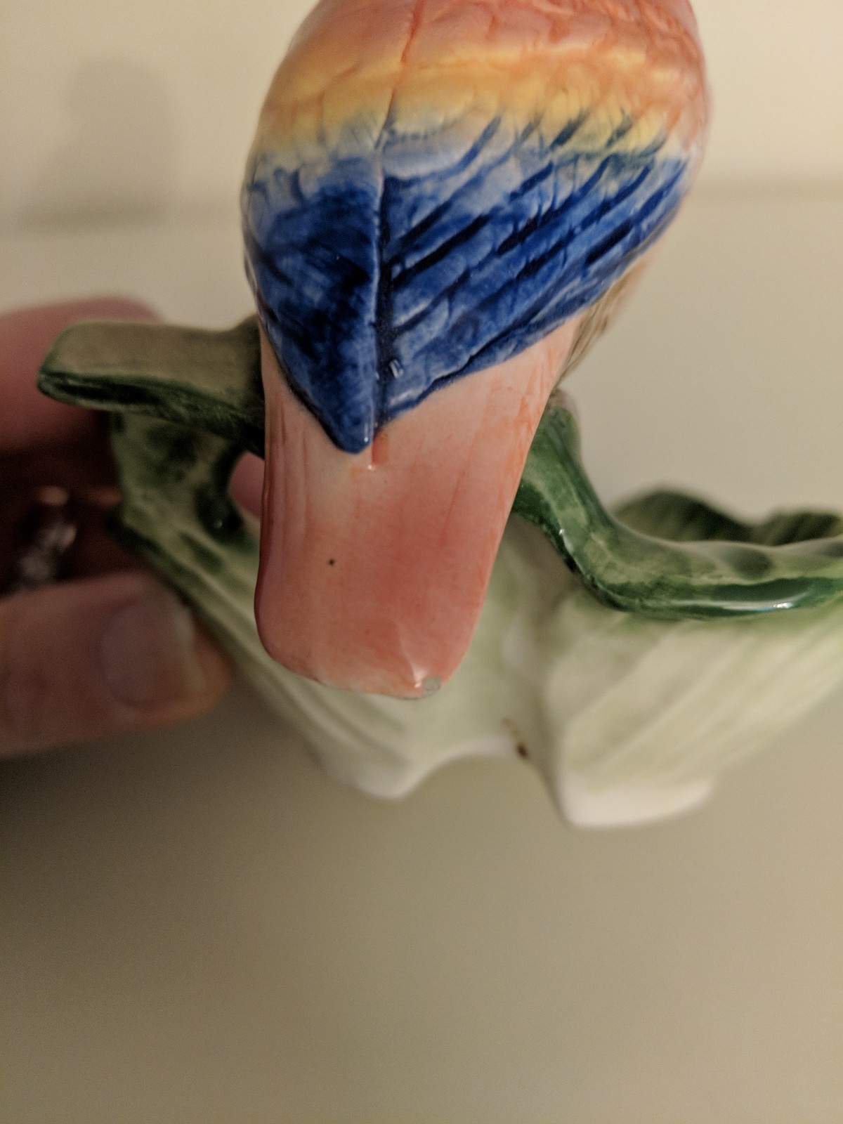 Fitz & Floyd: F&F Tropical Love Bird Parrot Banana Leaf Dish Tea Light1986